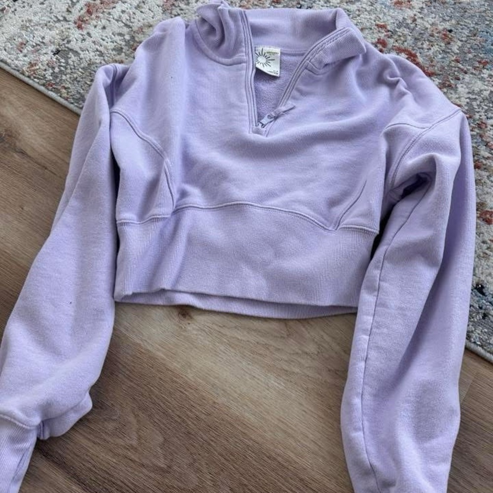 Offline by Aerie Lavender Half-Zip Cropped Pullover